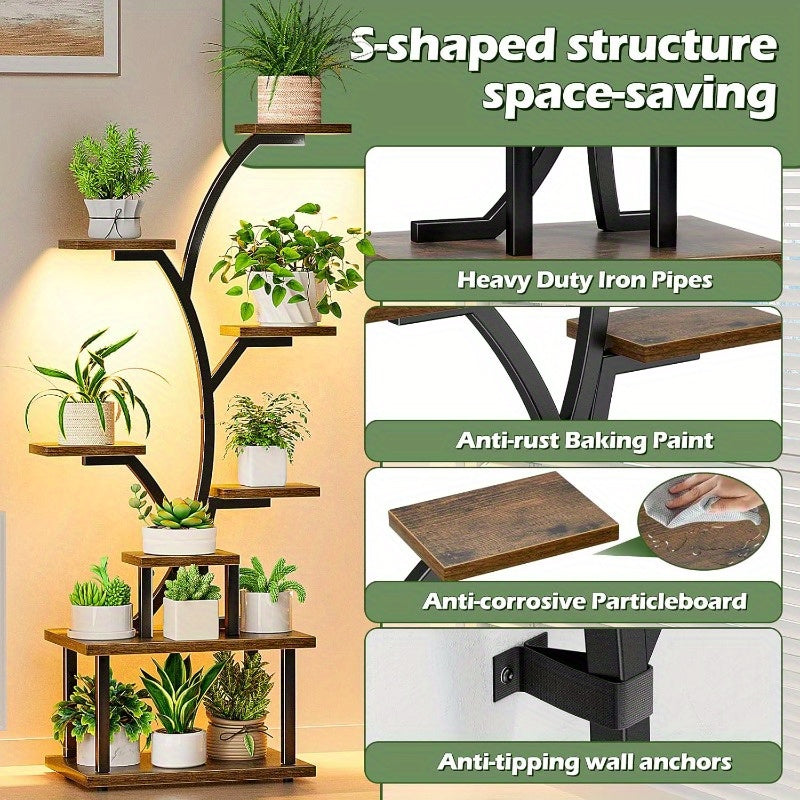 Suporte para Plantas de 8 Níveis com Gaveta de Armazenamento
