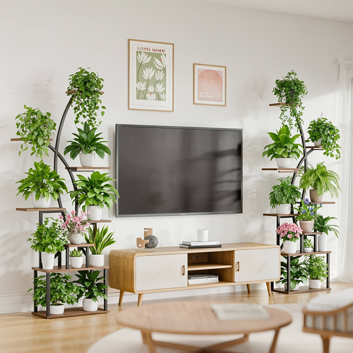 Prateleira de plantas grandes