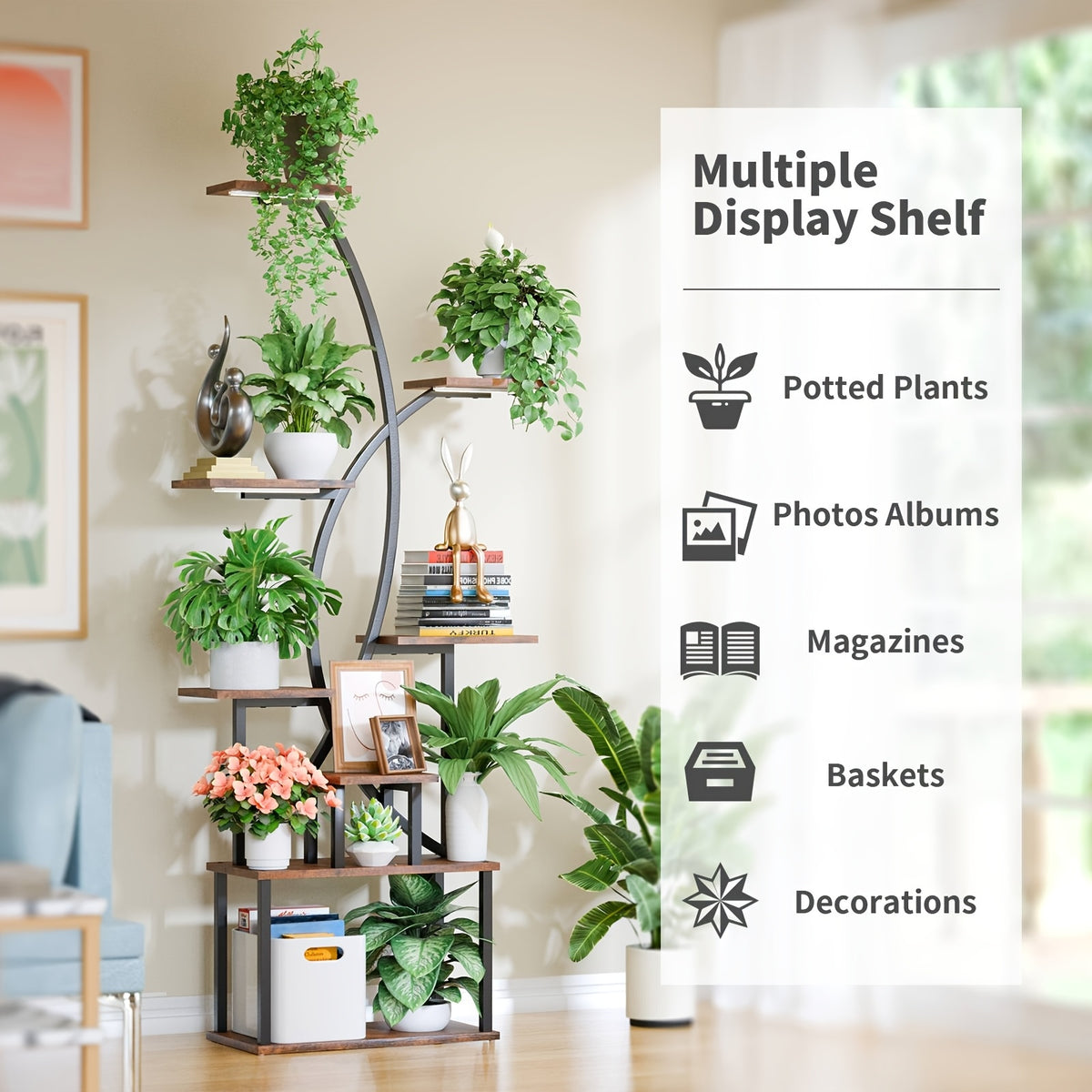 Prateleira de plantas grandes