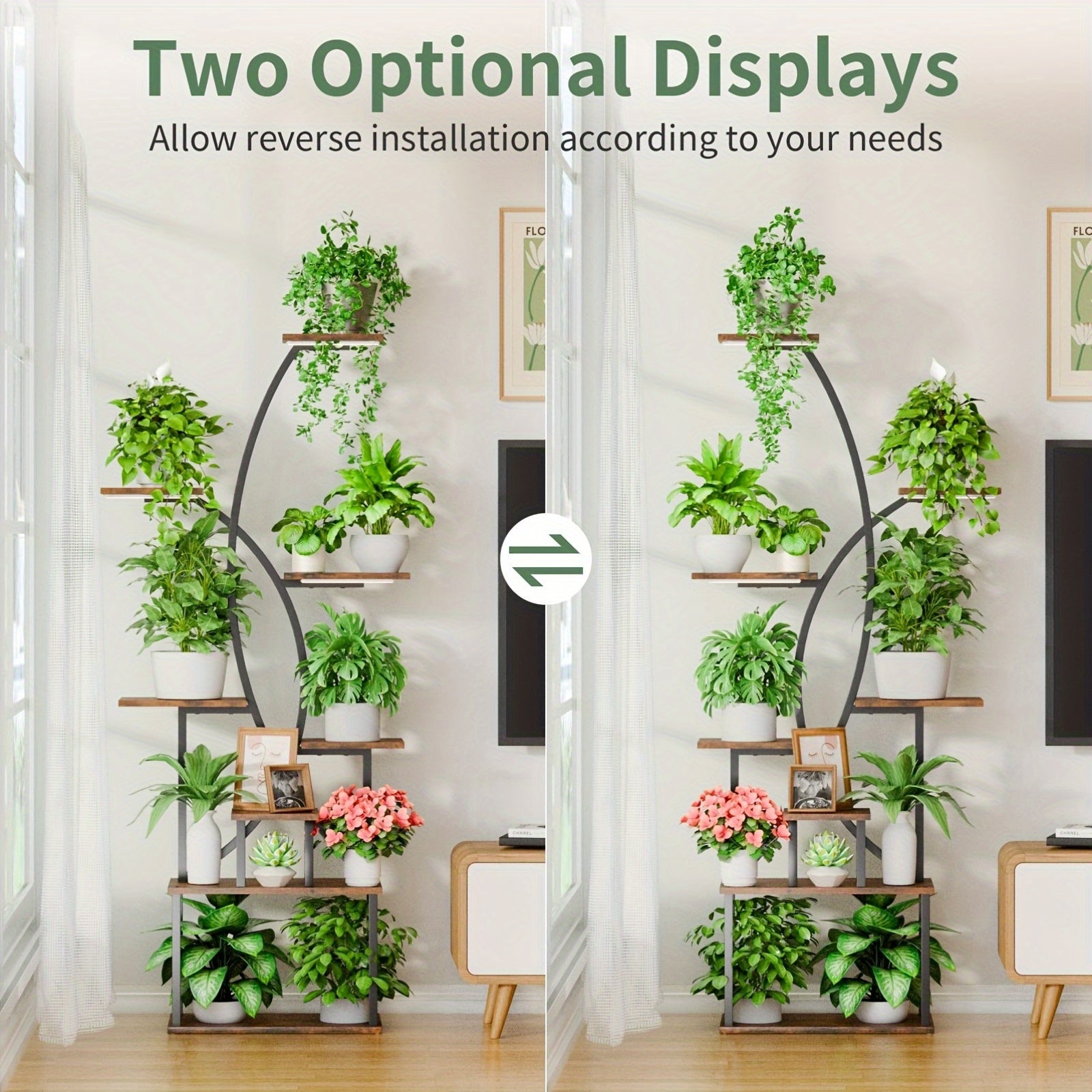Prateleira de plantas grandes