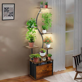 Suporte para Plantas de 8 Níveis com Gaveta de Armazenamento
